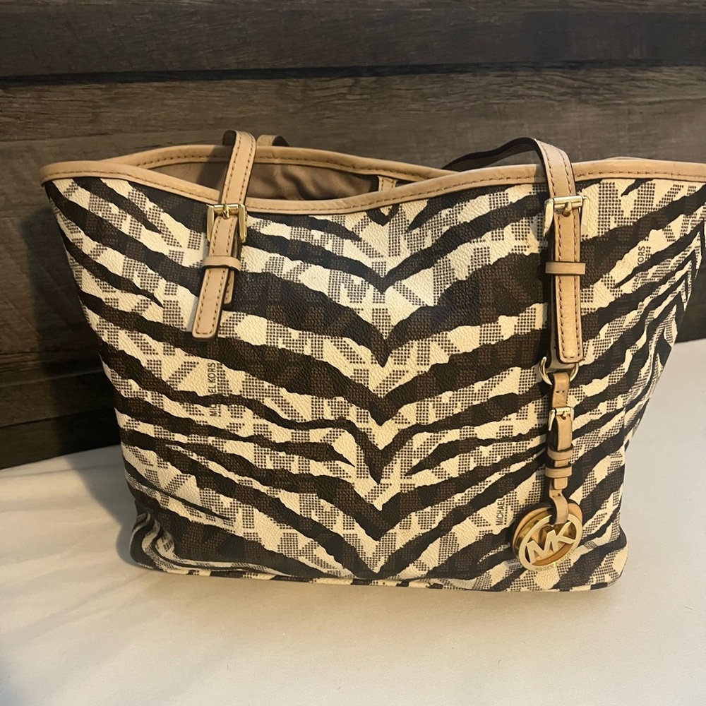 Authentic Michael Kors Brown and Cream Tote Bag